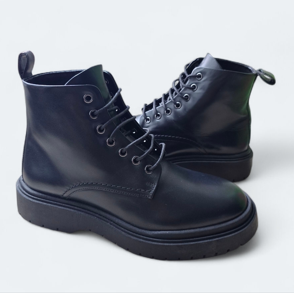 NEW Zara Black Faux Leather Boots